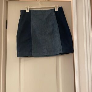Free People Blue Two-Tone Mini Skirt
